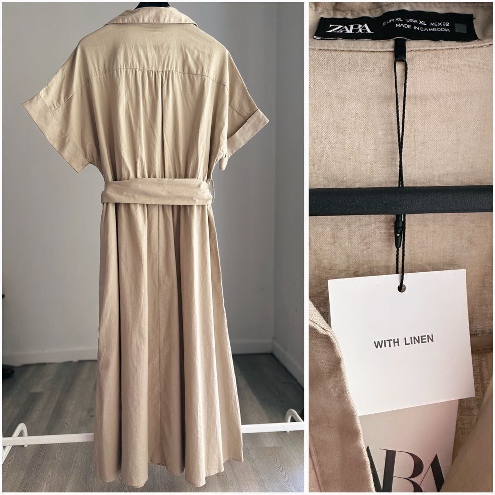 Zara Linen Blend Shirt Dress - Picture 3 of 8
